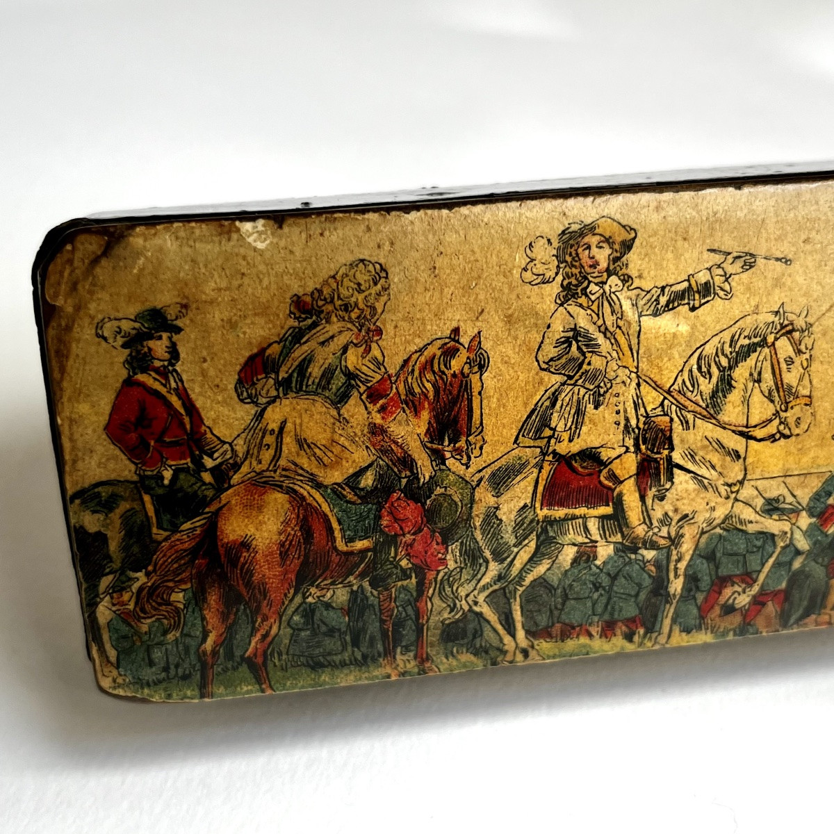 Papier-mâché Pencil Case Decorated With Louis XIV On Horseback Crossing The Rhine - Late 19th/early 20th Century-photo-3