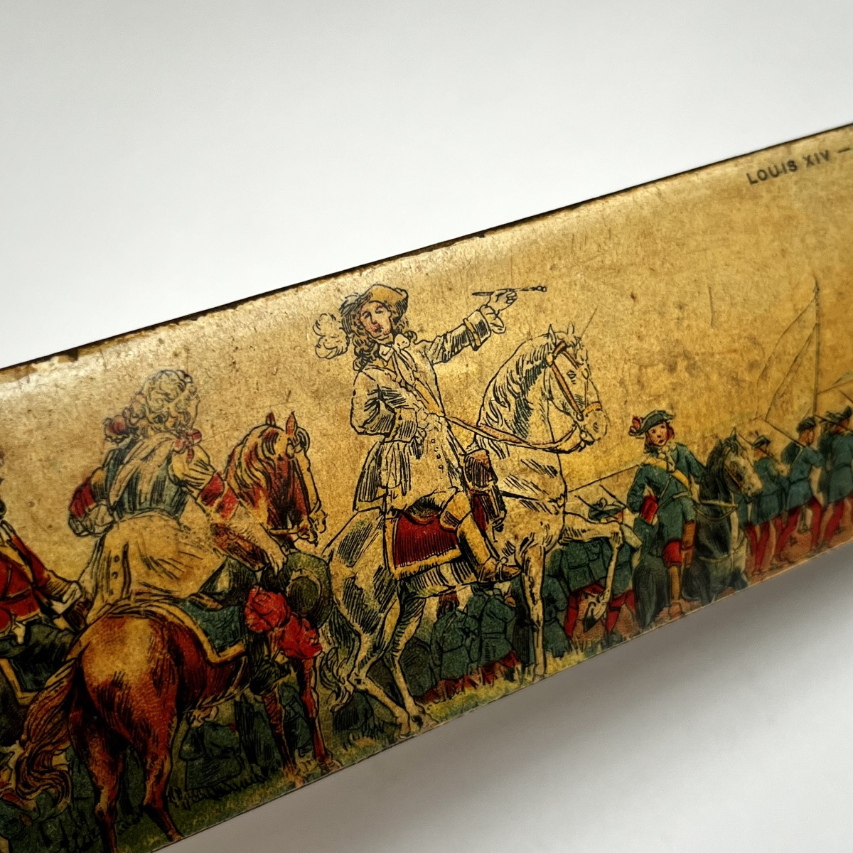 Papier-mâché Pencil Case Decorated With Louis XIV On Horseback Crossing The Rhine - Late 19th/early 20th Century-photo-4