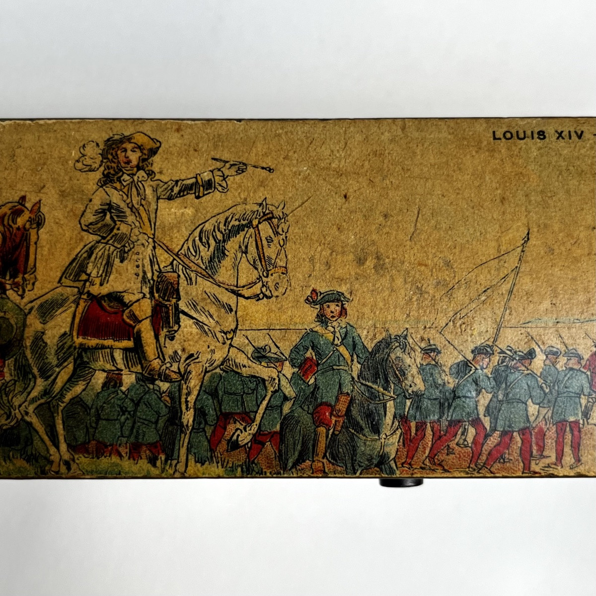 Papier-mâché Pencil Case Decorated With Louis XIV On Horseback Crossing The Rhine - Late 19th/early 20th Century-photo-5