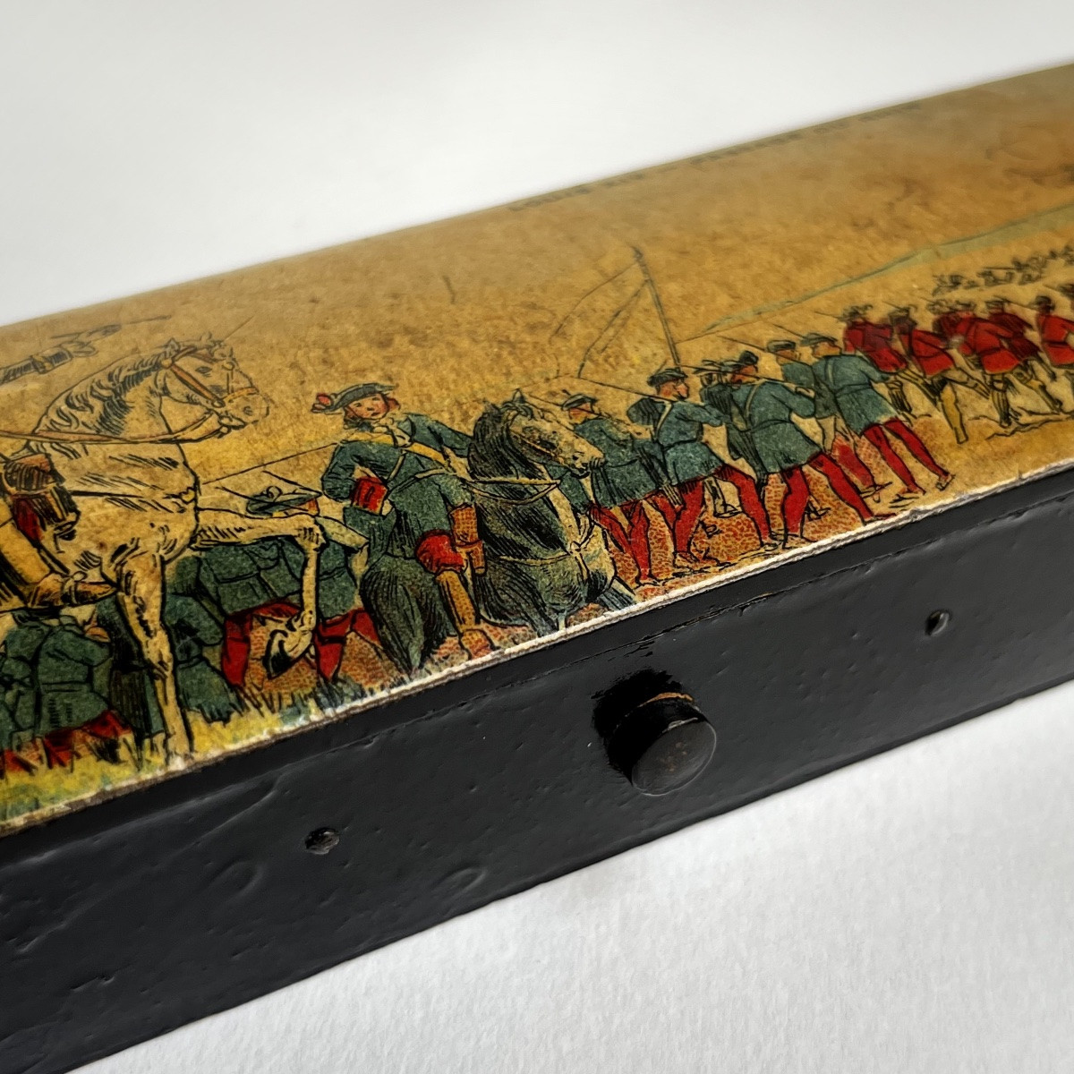 Papier-mâché Pencil Case Decorated With Louis XIV On Horseback Crossing The Rhine - Late 19th/early 20th Century-photo-6