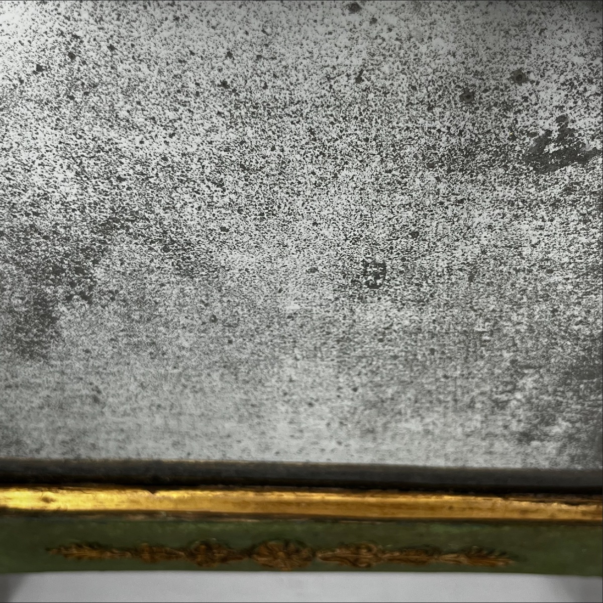 Petit trumeau - miroir en bois laqué vert et doré XIXe siècle 19e-photo-4