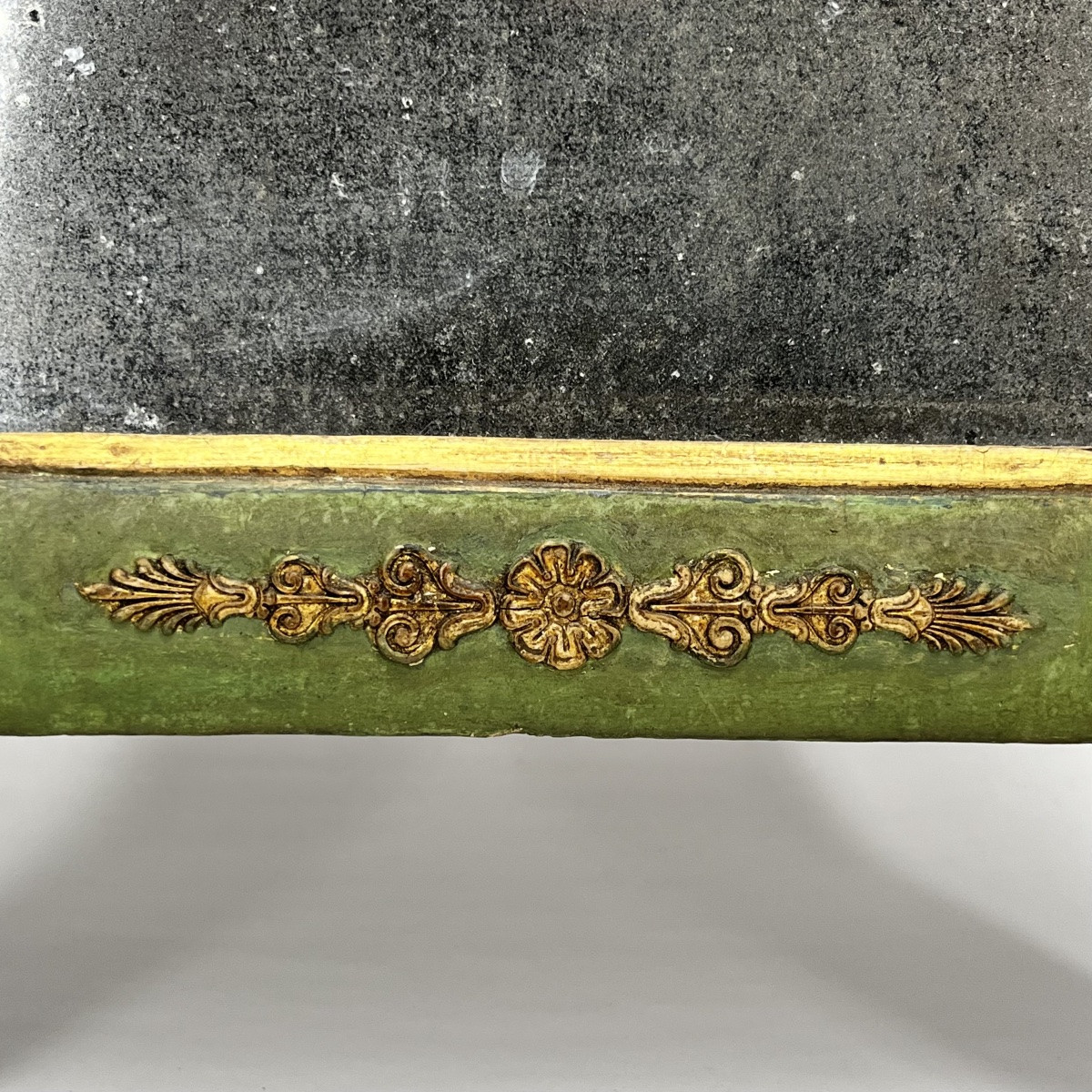 Petit trumeau - miroir en bois laqué vert et doré XIXe siècle 19e-photo-2