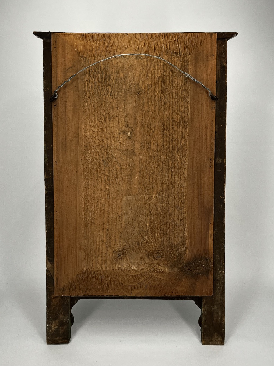 Petit trumeau - miroir en bois laqué vert et doré XIXe siècle 19e-photo-5