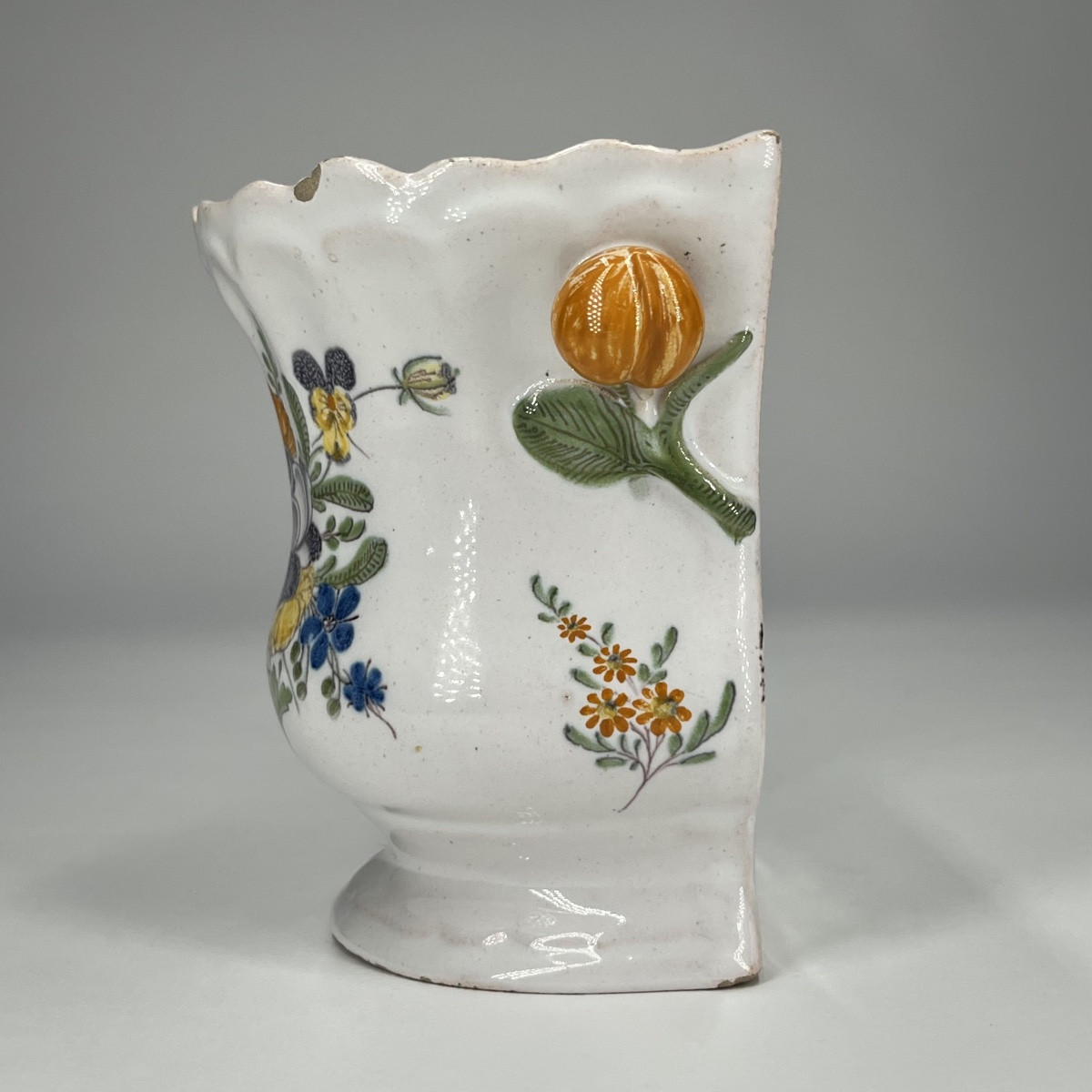 Paire de bouquetières en faïence de Varages XVIIIe siècle pique-fleurs 18e -photo-4