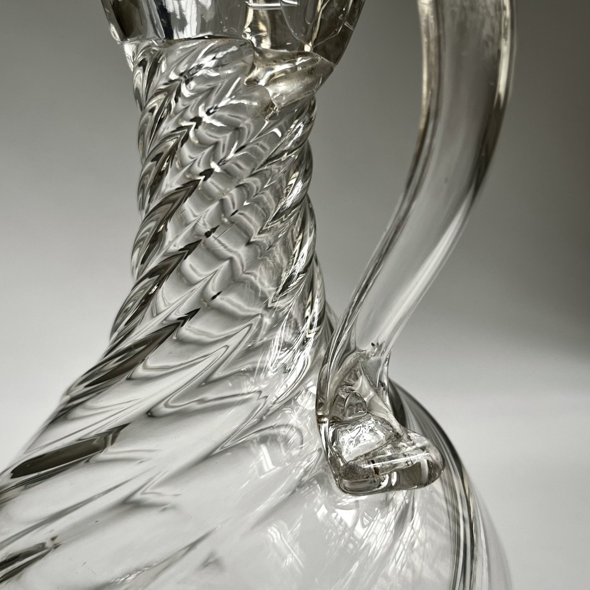 Pichet à cidre normand en verre soufflé à côtes torses XVIIIe siècle 18e art populaire XIXe 19e-photo-4