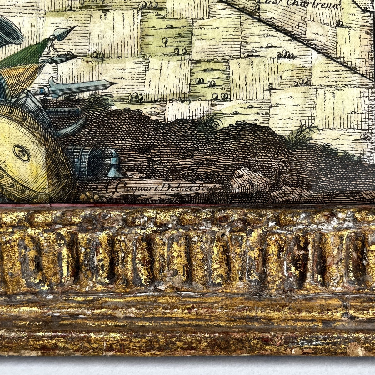 Grand plan de Paris en 1589 édité en 1705 dans un cadre en papier mâché - XVIIIe siècle 18e-photo-2