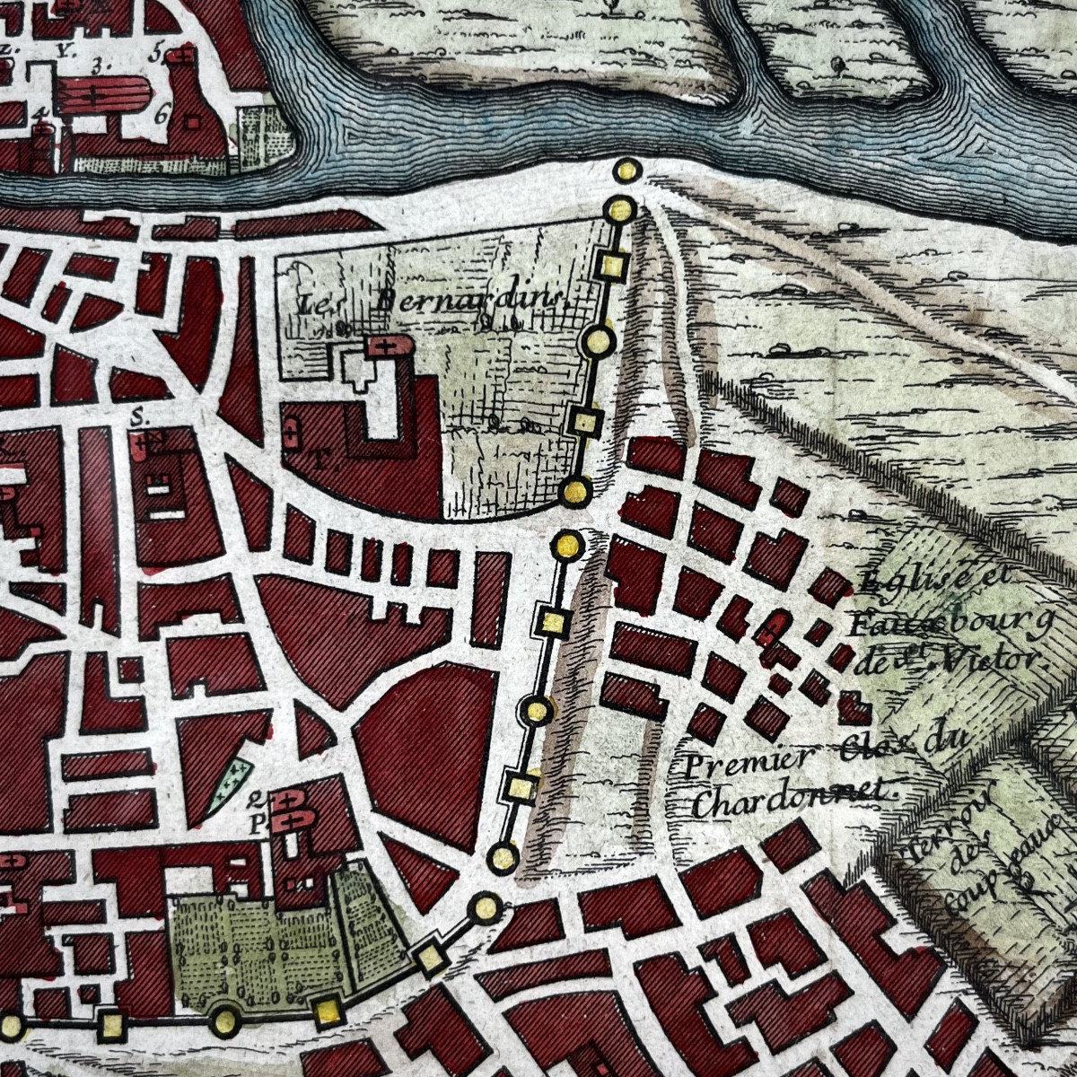 Grand plan de Paris en 1589 édité en 1705 dans un cadre en papier mâché - XVIIIe siècle 18e-photo-6