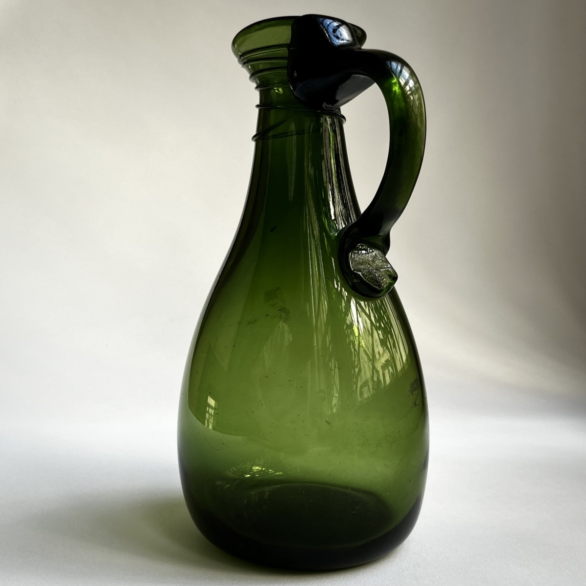 Pitcher In Green Tinted Blown Glass Late 18th - Early 19th 18th 19th-photo-1