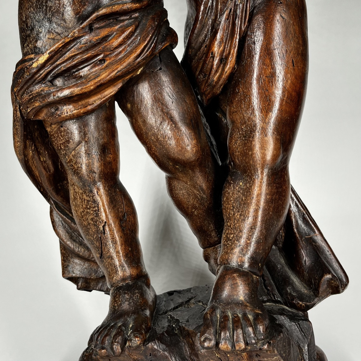 Putti porteurs en bois sculpté, élément de décor ou mobilier, XVIIe - XVIIIe siècle 17e 18e-photo-1