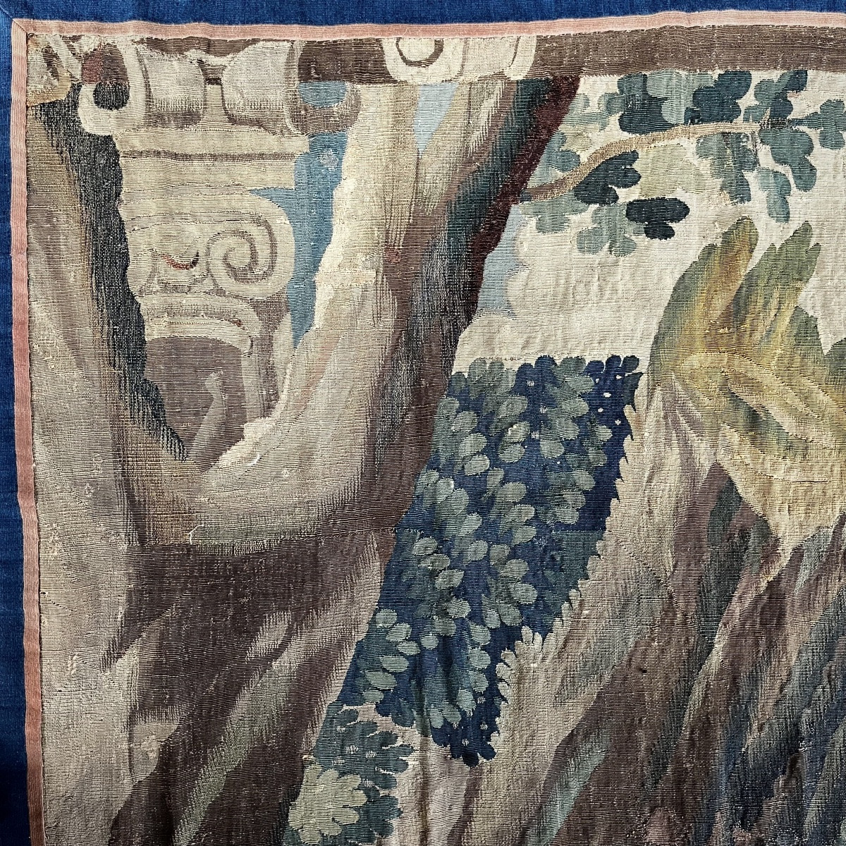 La diseuse de bonne aventure, fragment de tapisserie Flandres fin XVIIe début XVIIIe 17e 18e-photo-3