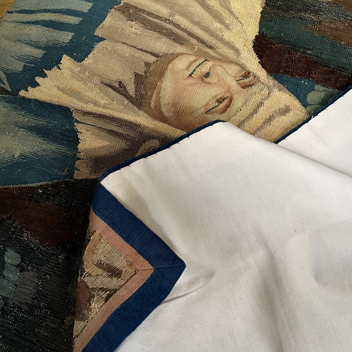 La diseuse de bonne aventure, fragment de tapisserie Flandres fin XVIIe début XVIIIe 17e 18e-photo-8