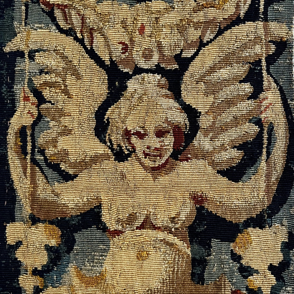 Sphinge, fragment de tapisserie XVIIe - XVIIIe siècle - Haute époque 17e 18e-photo-2