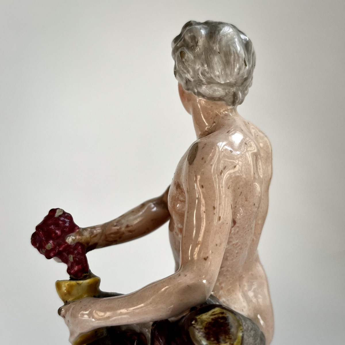 Allégorie de l'automne, statuette en faïence de Saint Clément fin XVIIIe - début XIXe siècle-photo-4