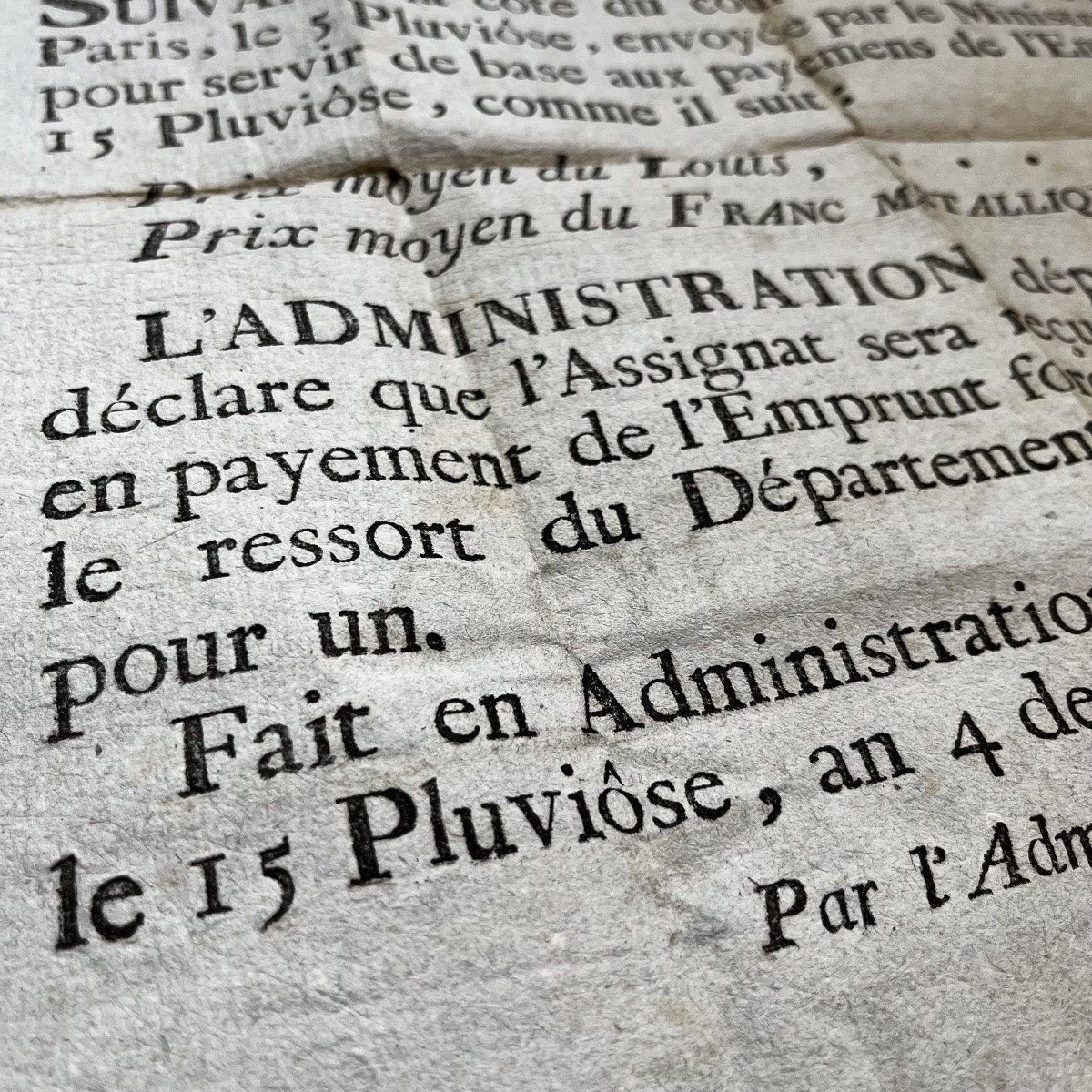 Appel De Fonds Ou Emprunt Forcé De l'An Iv, Cours Du Louis - Placard XVIIIe Siècle 1795 Rhône-photo-1