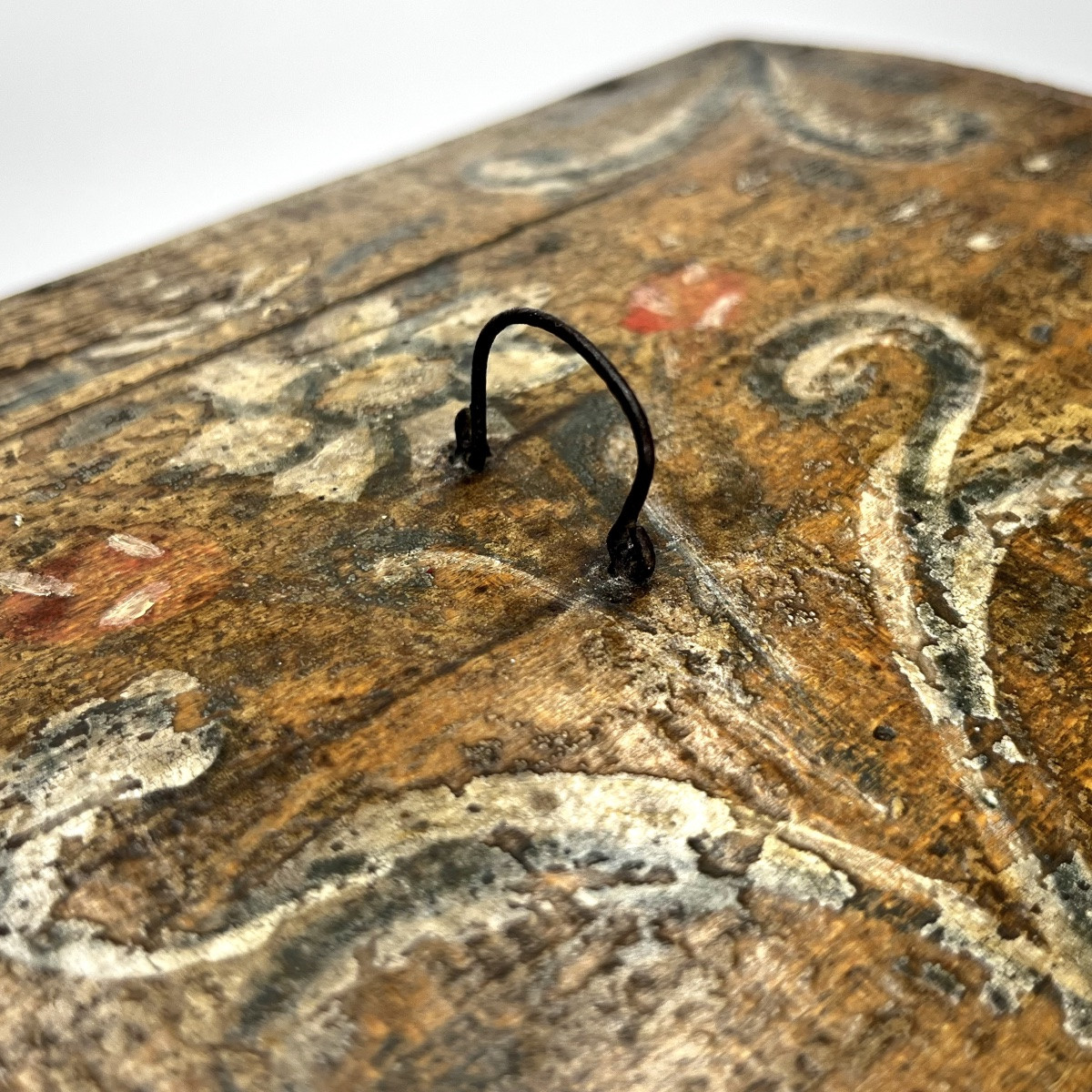 Small Norman Ochre Painted Wooden Wedding Trunk Folk Art 19th Century Painted Trunk 19th Century-photo-3