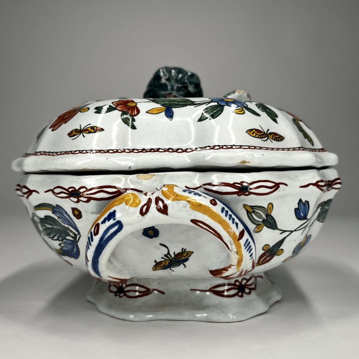 Légumier à anses en faïence de Rouen XVIIIe siècle corne d'abondance 18e-photo-5