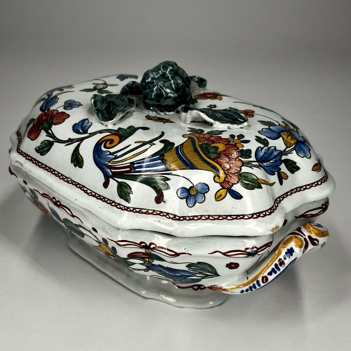 Rouen Earthenware Vegetable Dish With Handles 18th Century Cornucopia 18th Century-photo-1