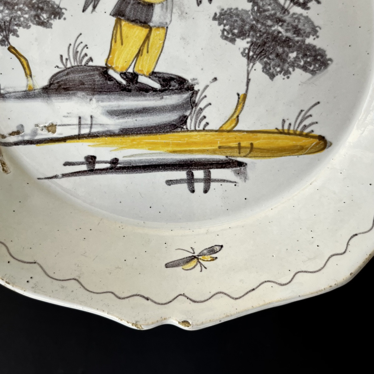 Plate With Chinese With Parasol In Nevers Earthenware 18th Century 18th Century-photo-3