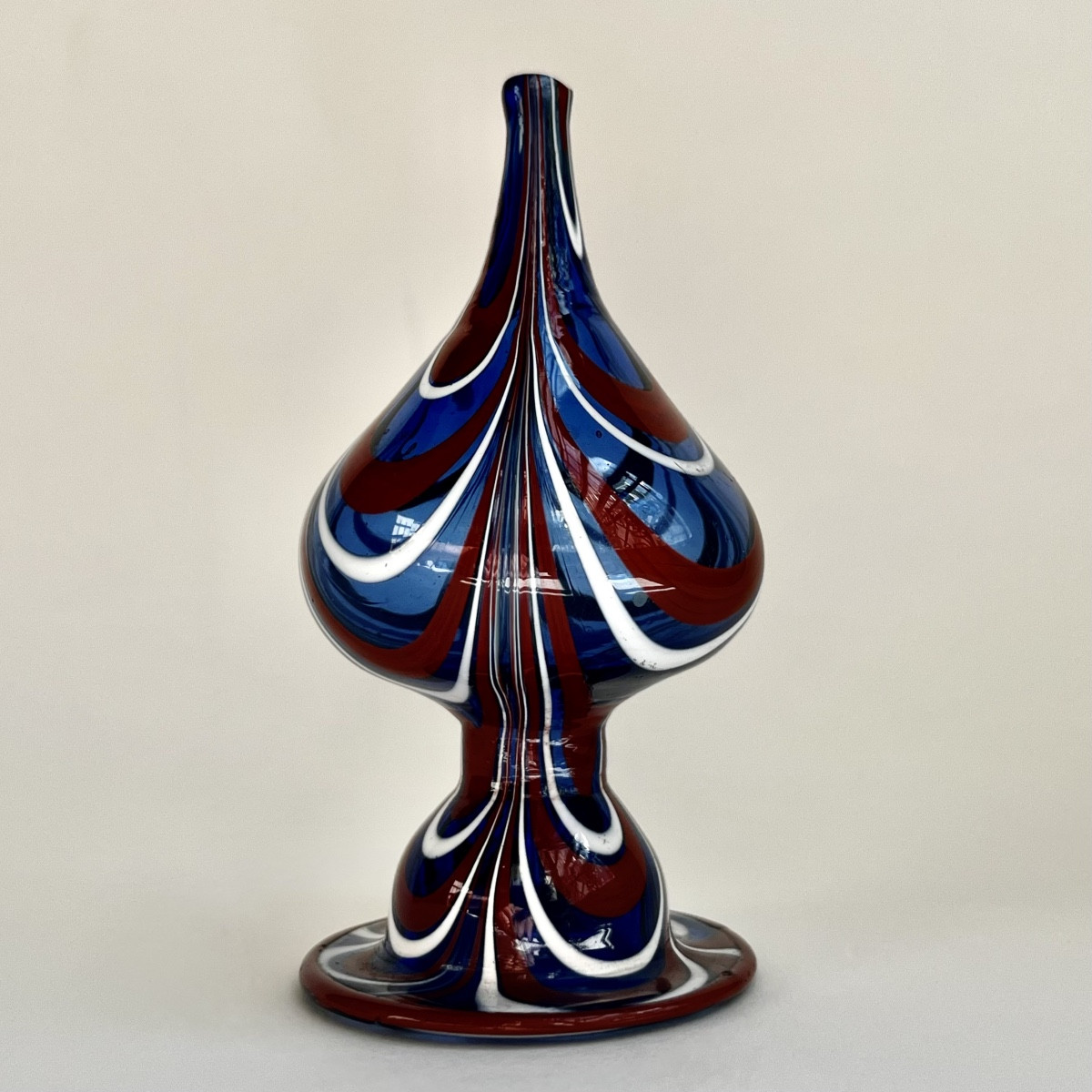 Touine ou secouette à tabac tricolore en verre soufflé XVIIIe siècle Tanville 18e-photo-3