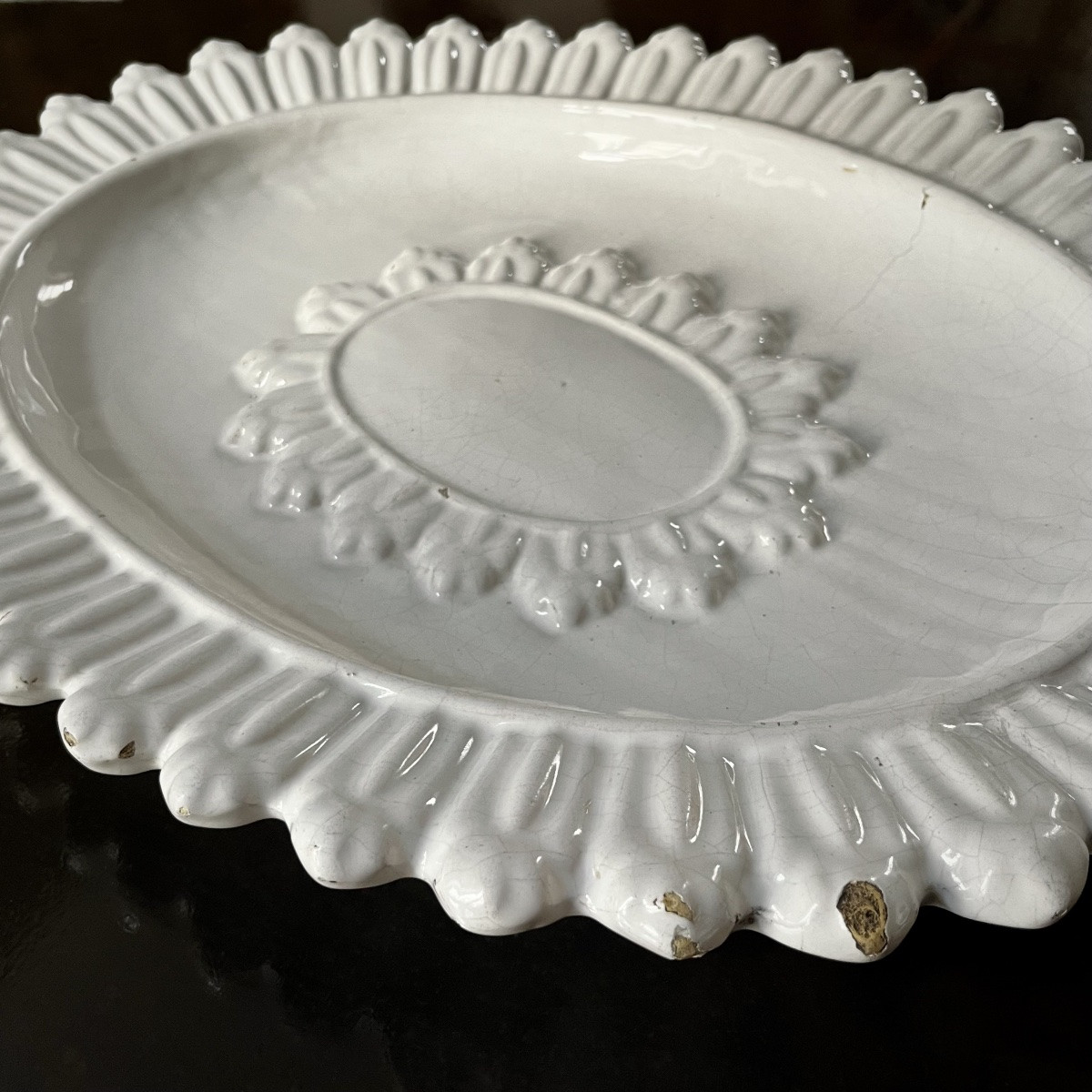 Large 17th Century White Earthenware Dish - Nevers Or Italy - High Period 17th Century-photo-5