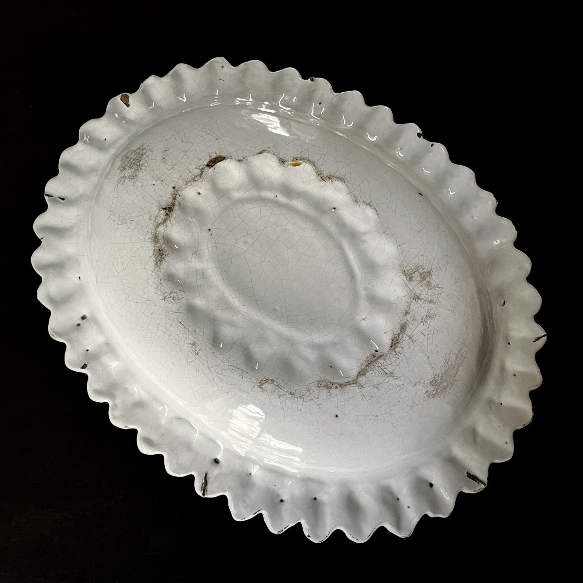 Large 17th Century White Earthenware Dish - Nevers Or Italy - High Period 17th Century-photo-6