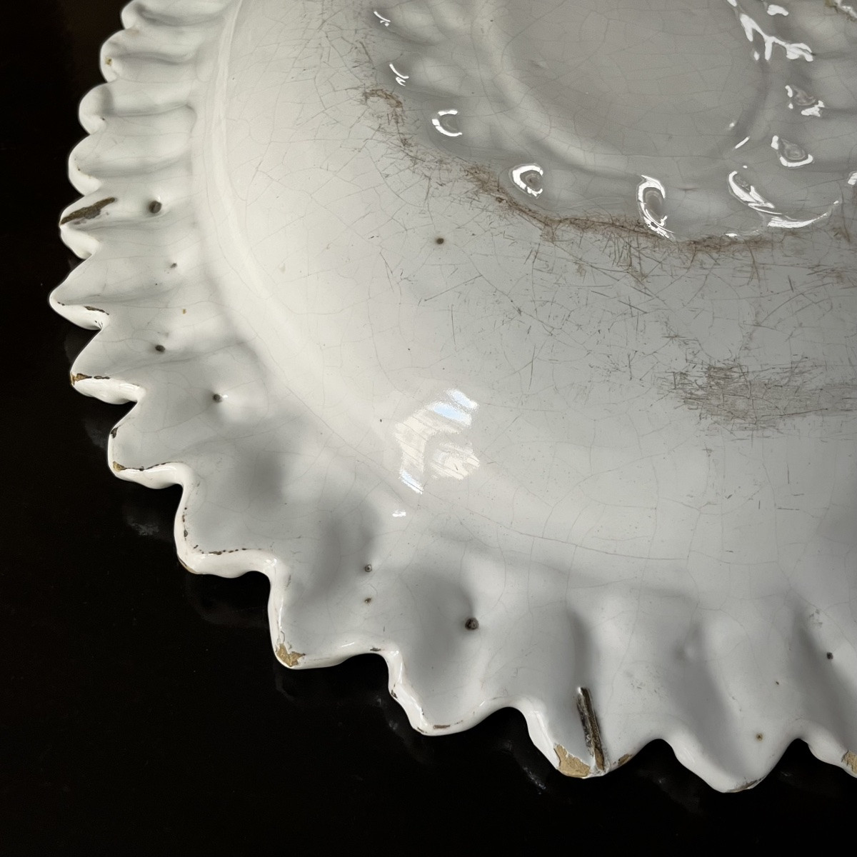 Large 17th Century White Earthenware Dish - Nevers Or Italy - High Period 17th Century-photo-7