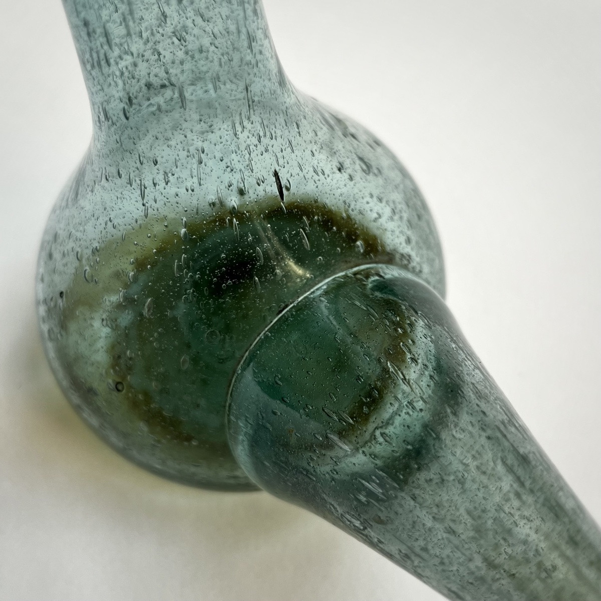 19th Century Green-tinted Blown Glass Porron - Southern France Or Spain-photo-5