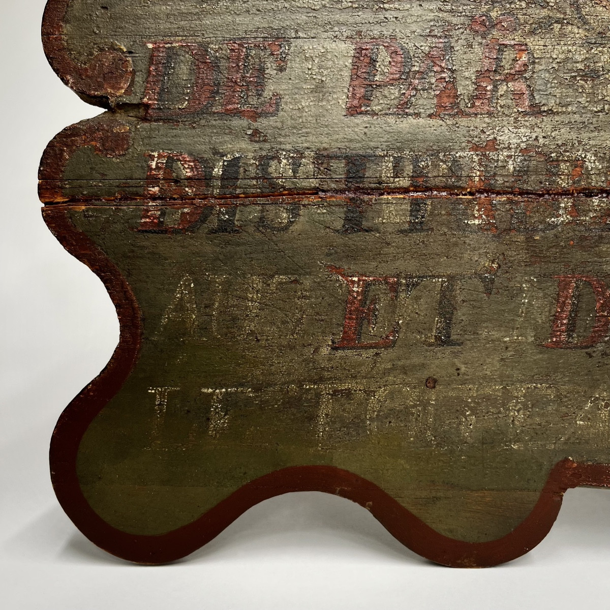Enseigne de chapelier en bois peint du XVIIIe siècle - tabac fleurs de lys 18e art populaire-photo-7