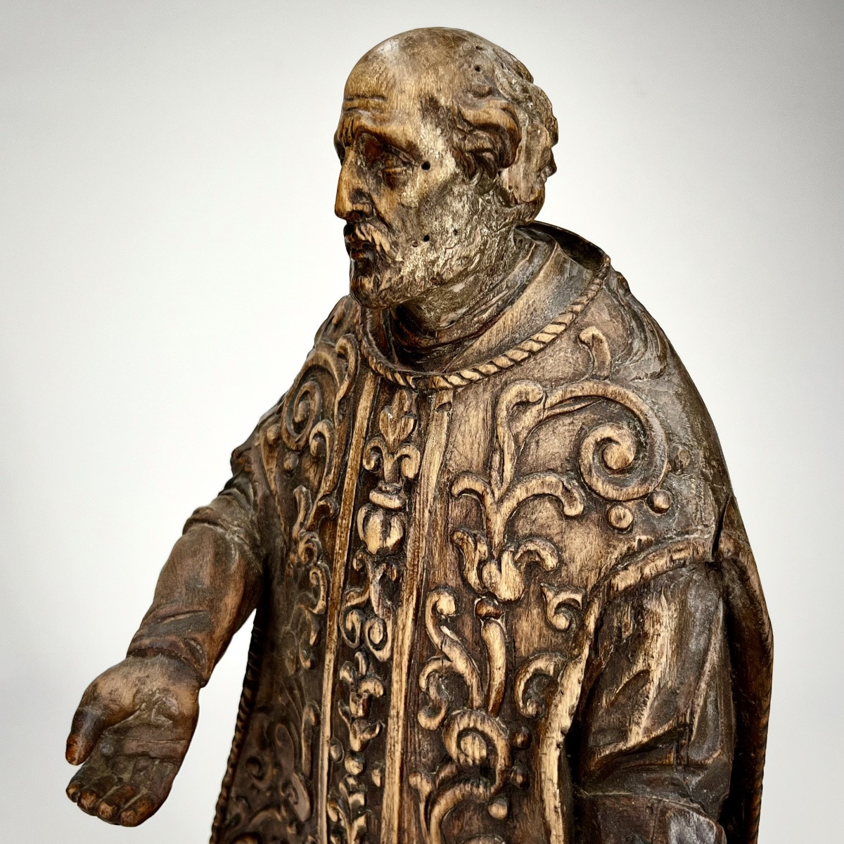 Ecclesiastic (st Philippe Néri ?), Carved Wood Statue, Flanders 18th Century 18th Century-photo-4