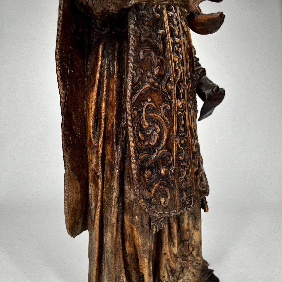 Ecclesiastic (st Philippe Néri ?), Carved Wood Statue, Flanders 18th Century 18th Century-photo-2