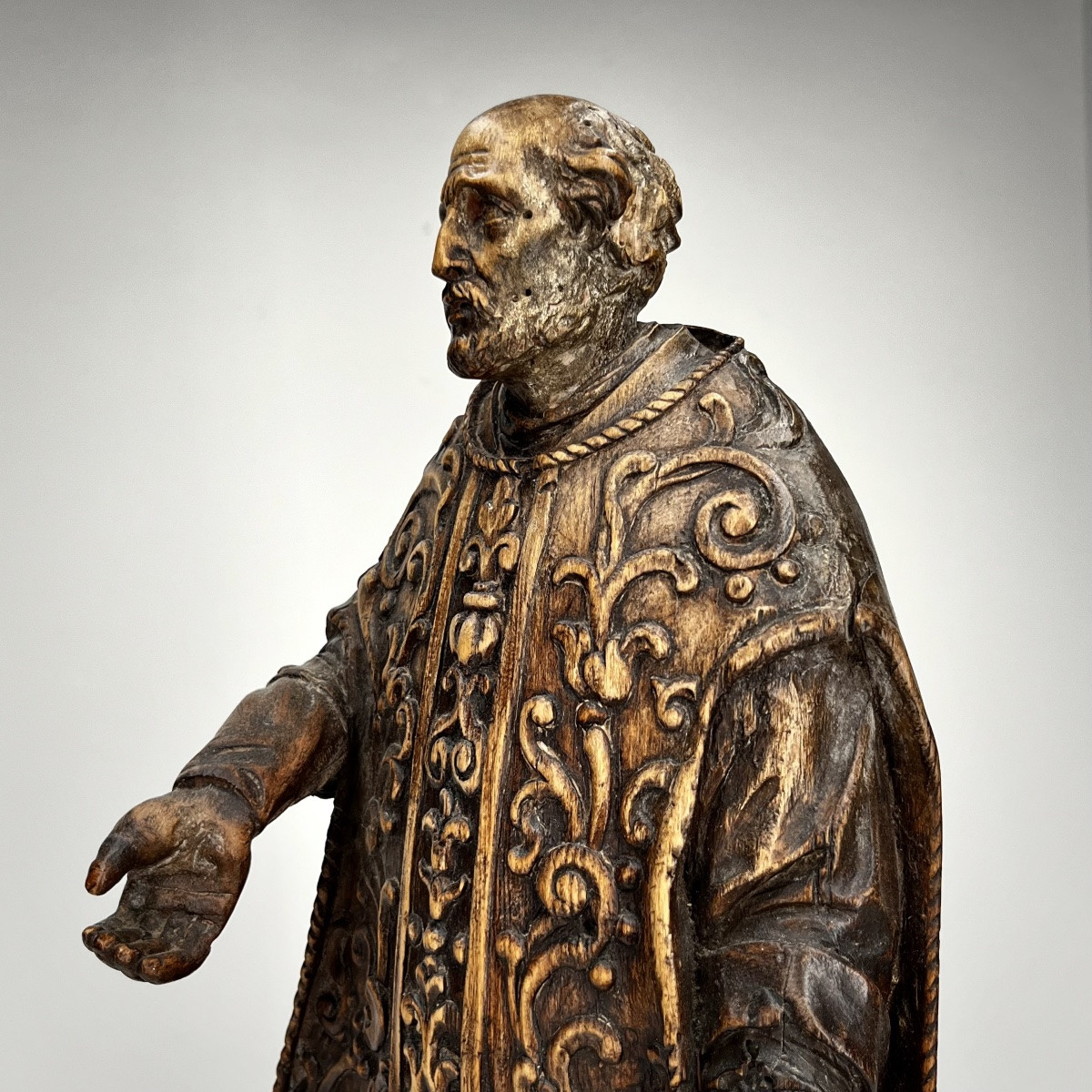 Ecclesiastic (st Philippe Néri ?), Carved Wood Statue, Flanders 18th Century 18th Century-photo-6