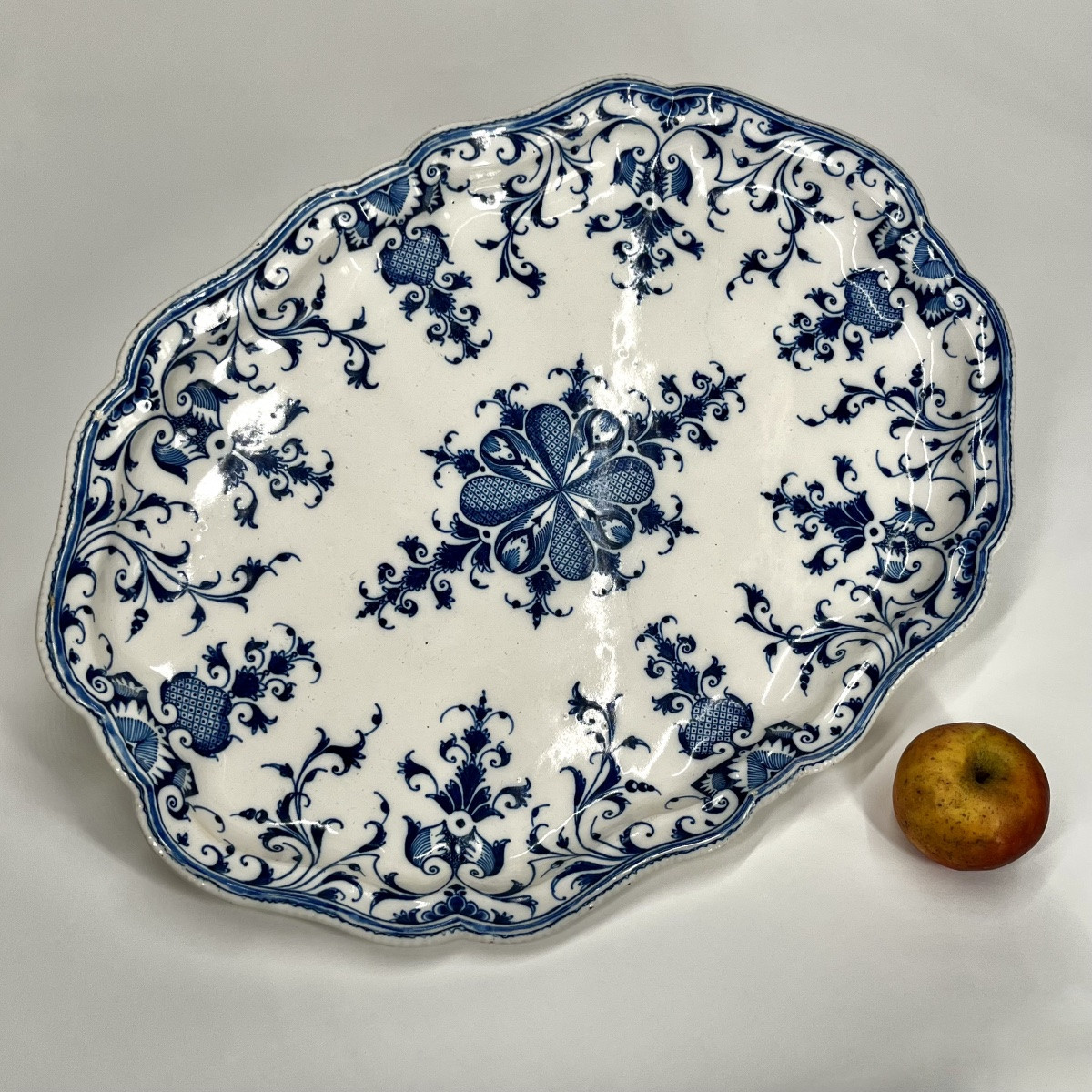 Large 18th Century Marseille Earthenware Dish By Leroy, Blue And White Décor 18th Century-photo-4