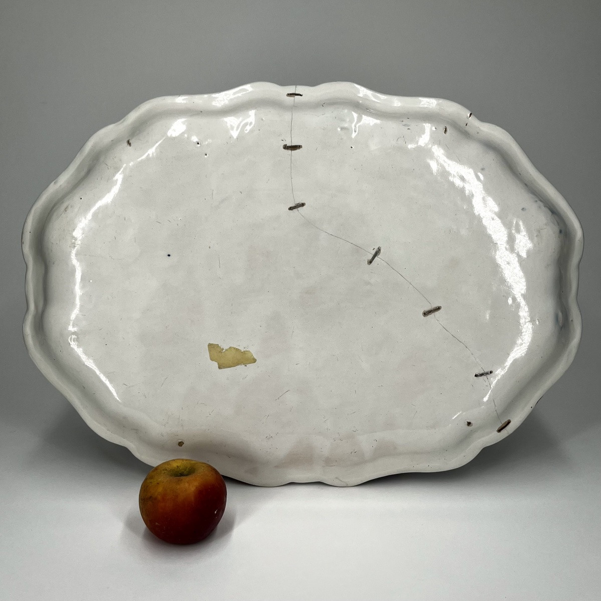Large 18th Century Marseille Earthenware Dish By Leroy, Blue And White Décor 18th Century-photo-7