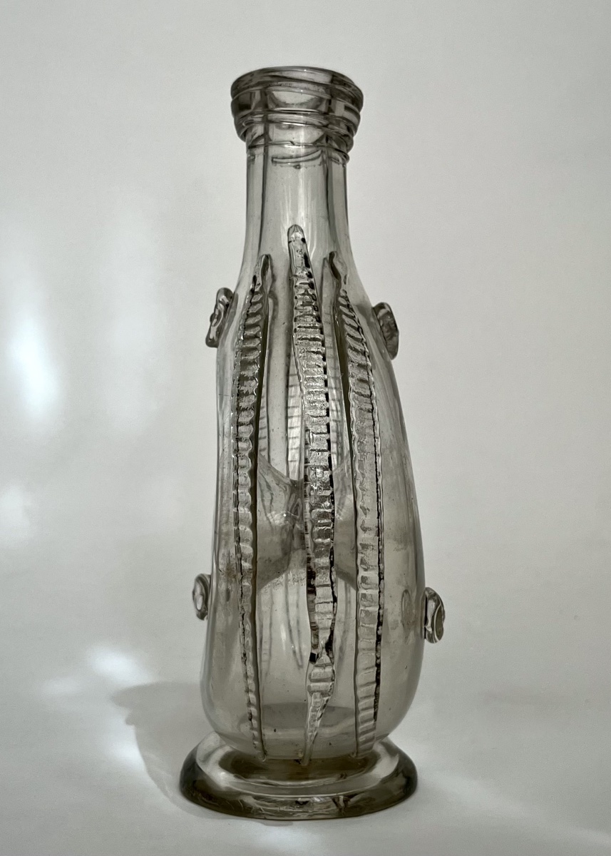 Gourde annulaire en verre soufflé à décor de filets et pastilles, XVIIIe siècle 18e-photo-2