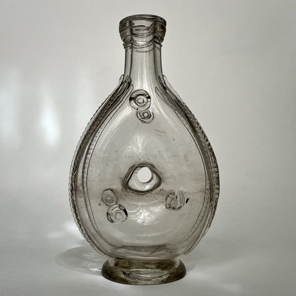 Gourde annulaire en verre soufflé à décor de filets et pastilles, XVIIIe siècle 18e-photo-2