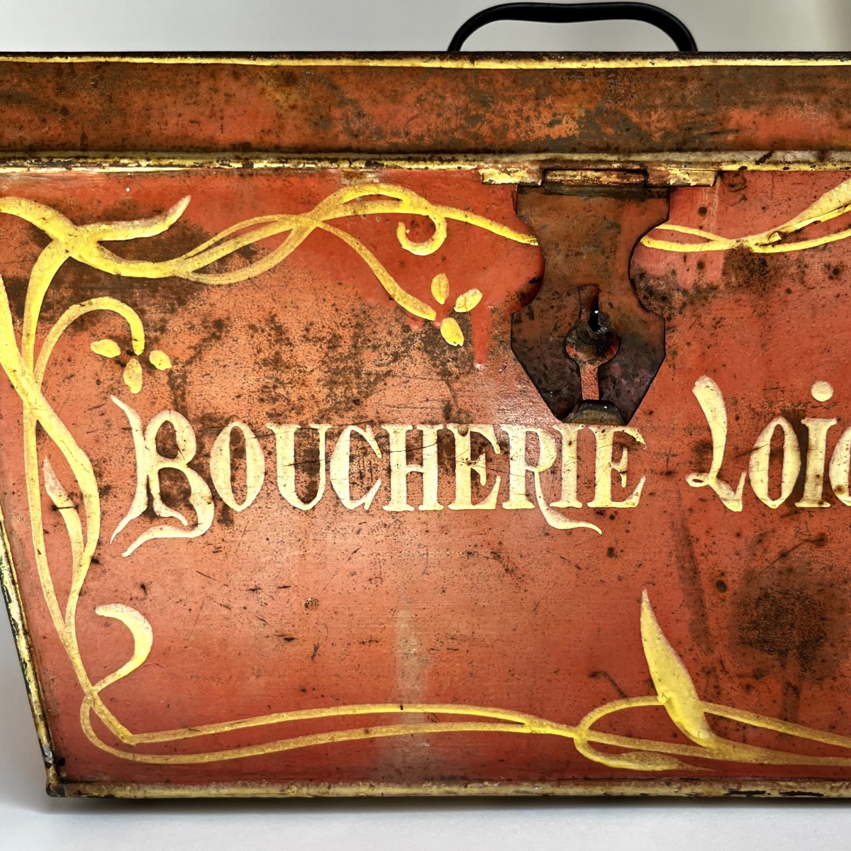Rare caisse de livraison de boucherie en tôle peinte – « Boucherie Loignon » – vers 1900-photo-3