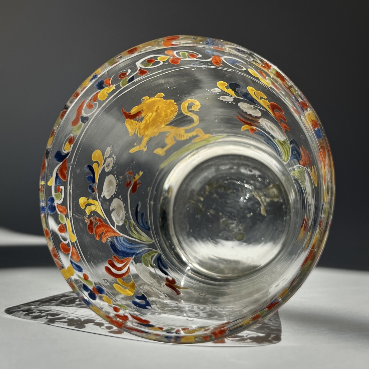 Enameled Glass Cup Decorated With A Heraldic Lion, Dated 1744, Flühli, Switzerland, 18th Century-photo-5