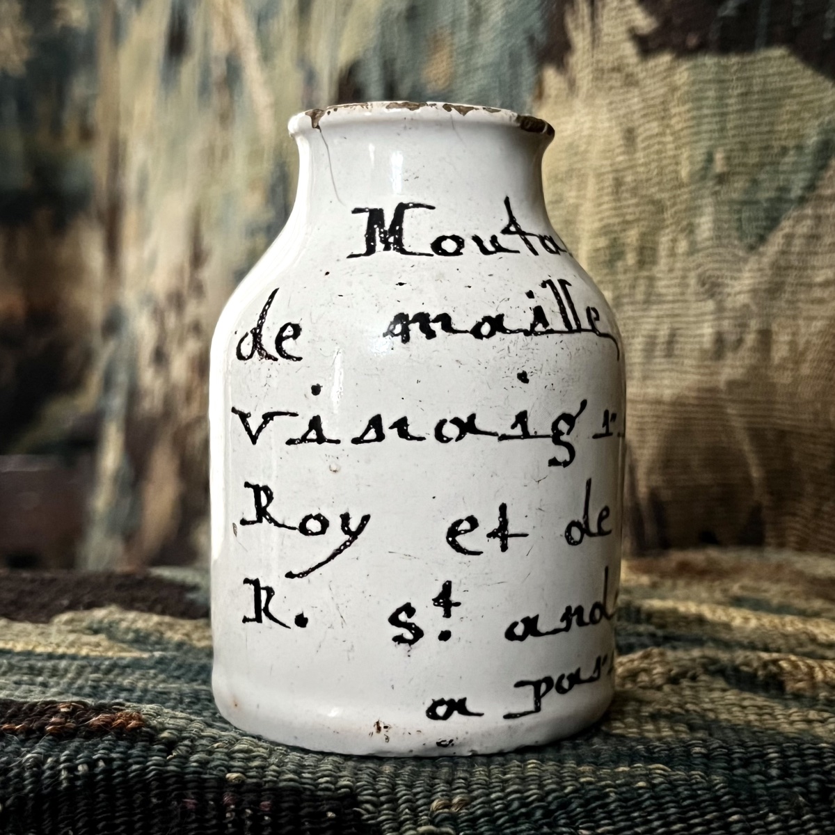 18th-century Earthenware Mustard Jar By Maille, Rue Saint-andré In Paris - 18th-century Mustard Jar