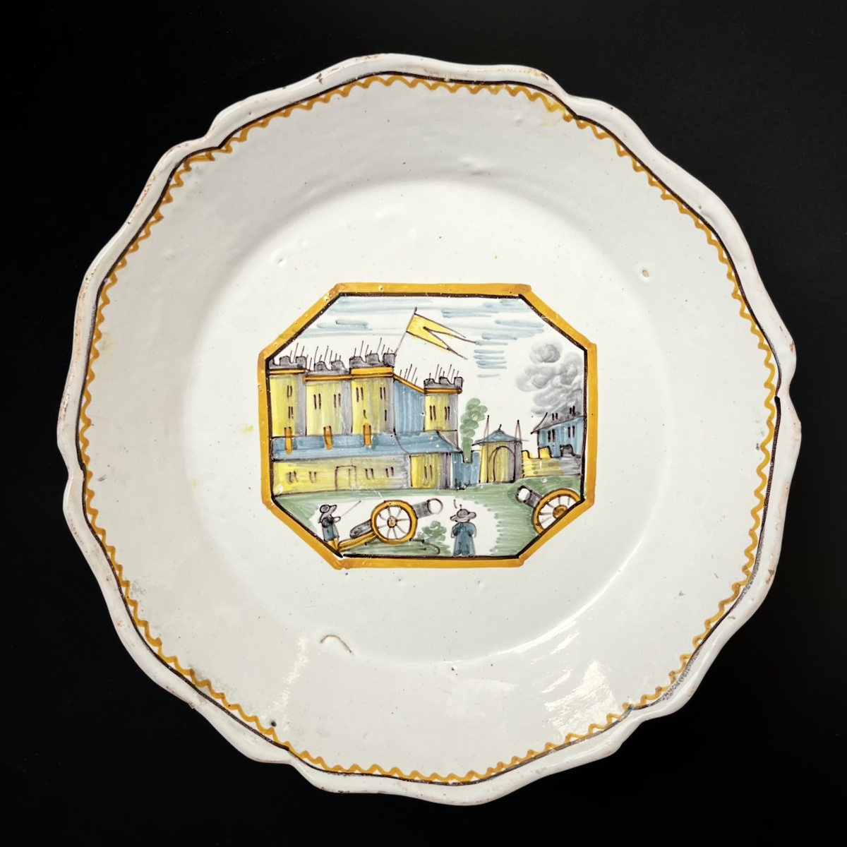 Assiette révolutionnaire "Prise de la Bastille" en faïence de Nevers, fin XVIIIe Révolution 18e-photo-3