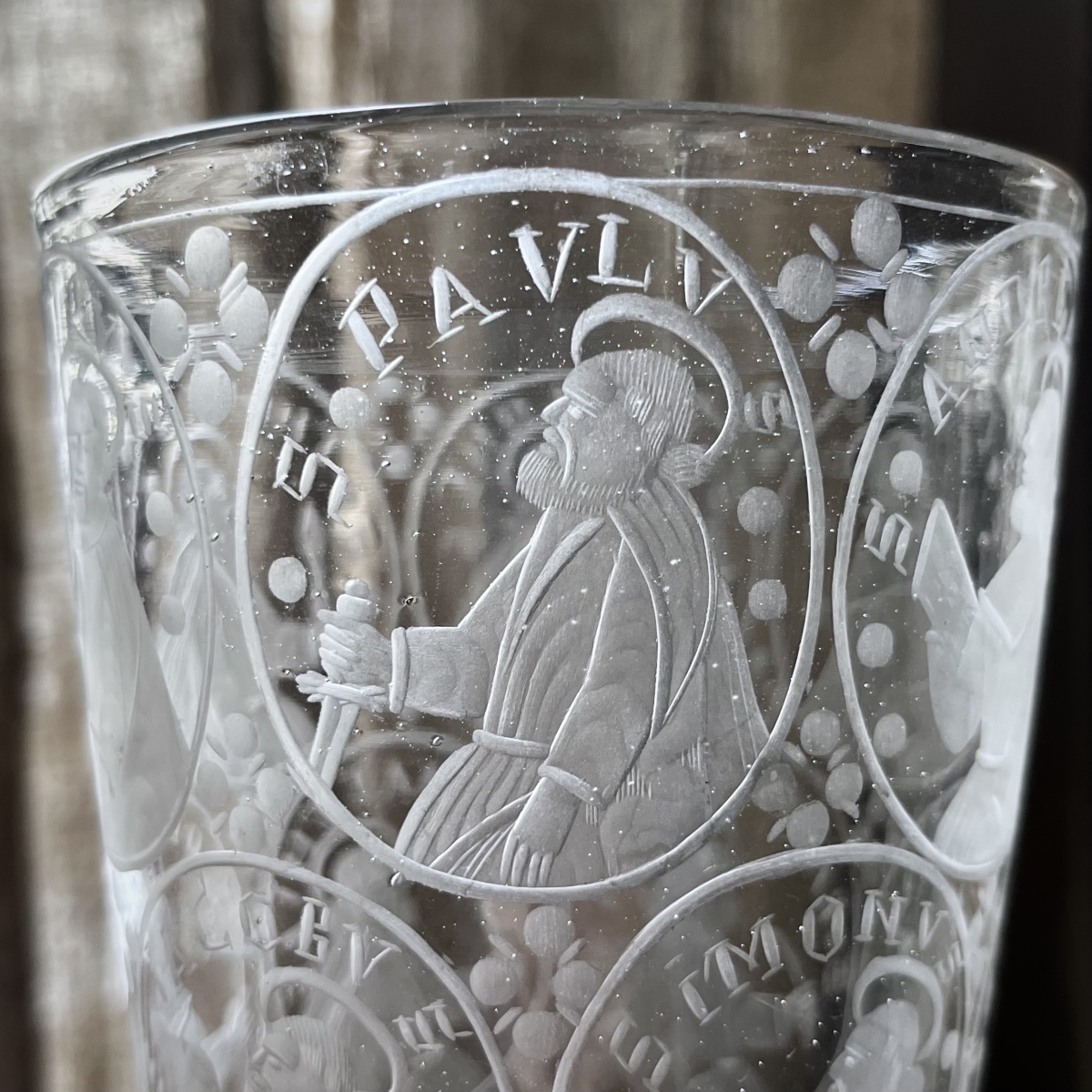 Large Glass Goblet With An Engraved Design Depicting The Twelve Apostles—18th Century -photo-4
