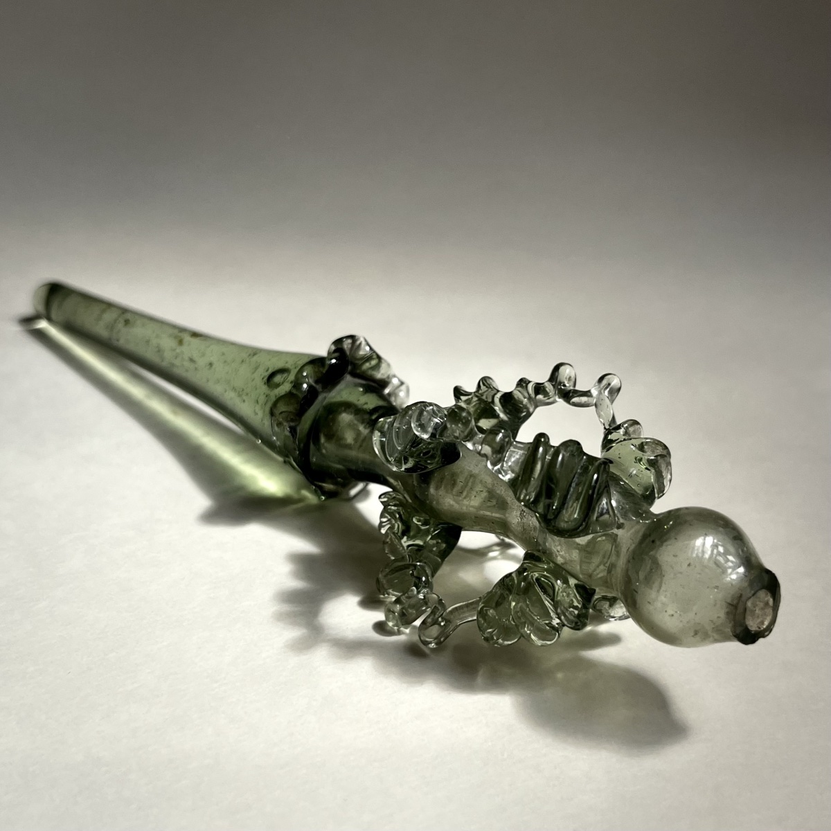 Green Glass Bridal Spindle - Southern France, 18th Century - 18th-century Folk Art-photo-5