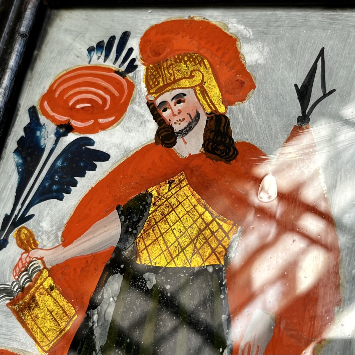 Saint Florian, Patron Saint Of Firefighters, Mounted Under Glass, Late 18th–early 19th Century – Folk Art-photo-2