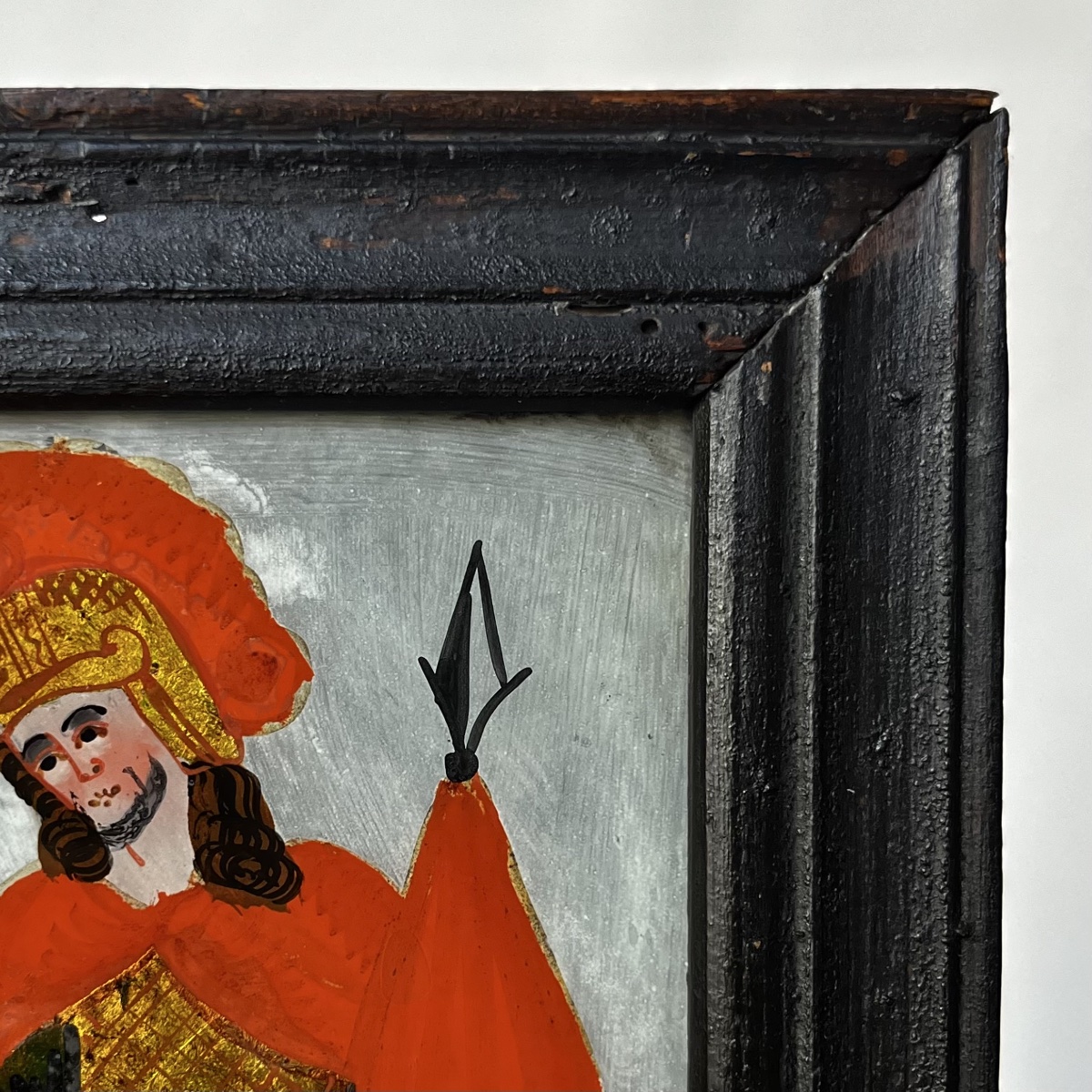 Saint Florian, Patron Saint Of Firefighters, Mounted Under Glass, Late 18th–early 19th Century – Folk Art-photo-1