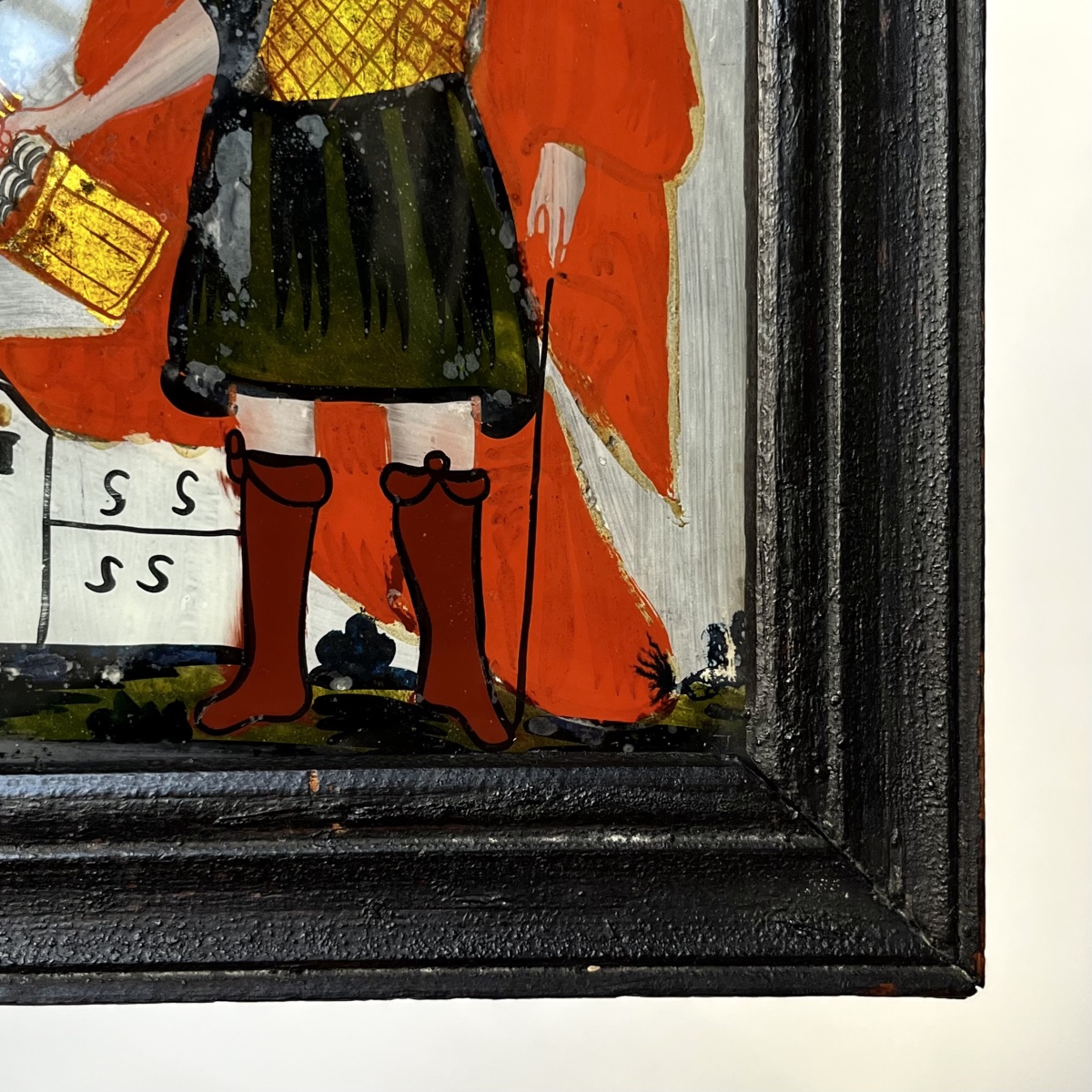 Saint Florian, Patron Saint Of Firefighters, Mounted Under Glass, Late 18th–early 19th Century – Folk Art-photo-2
