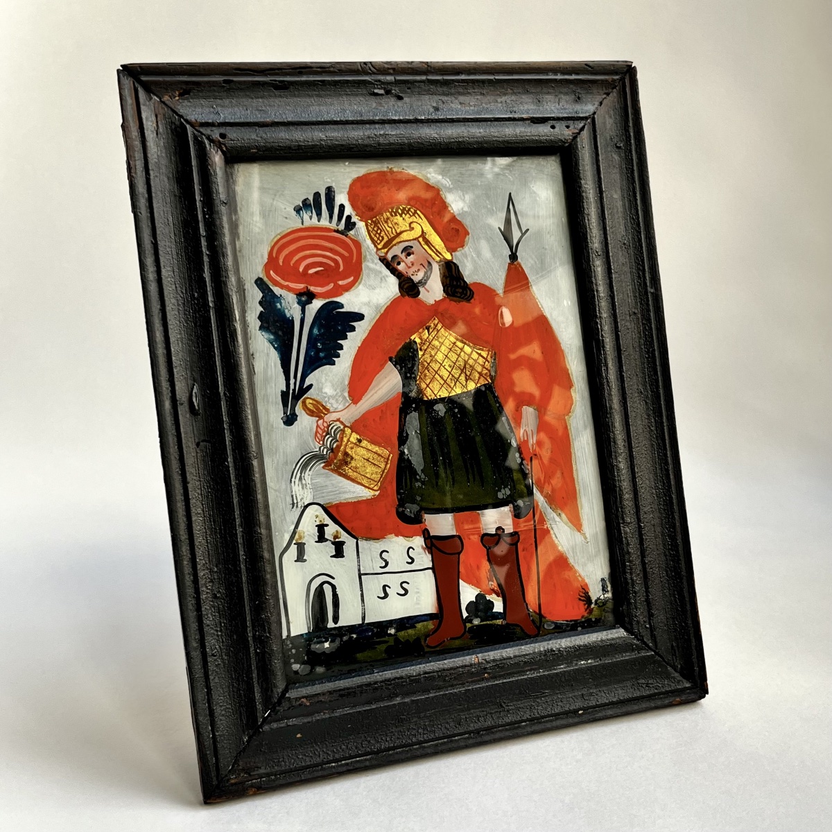 Saint Florian, Patron Saint Of Firefighters, Mounted Under Glass, Late 18th–early 19th Century – Folk Art