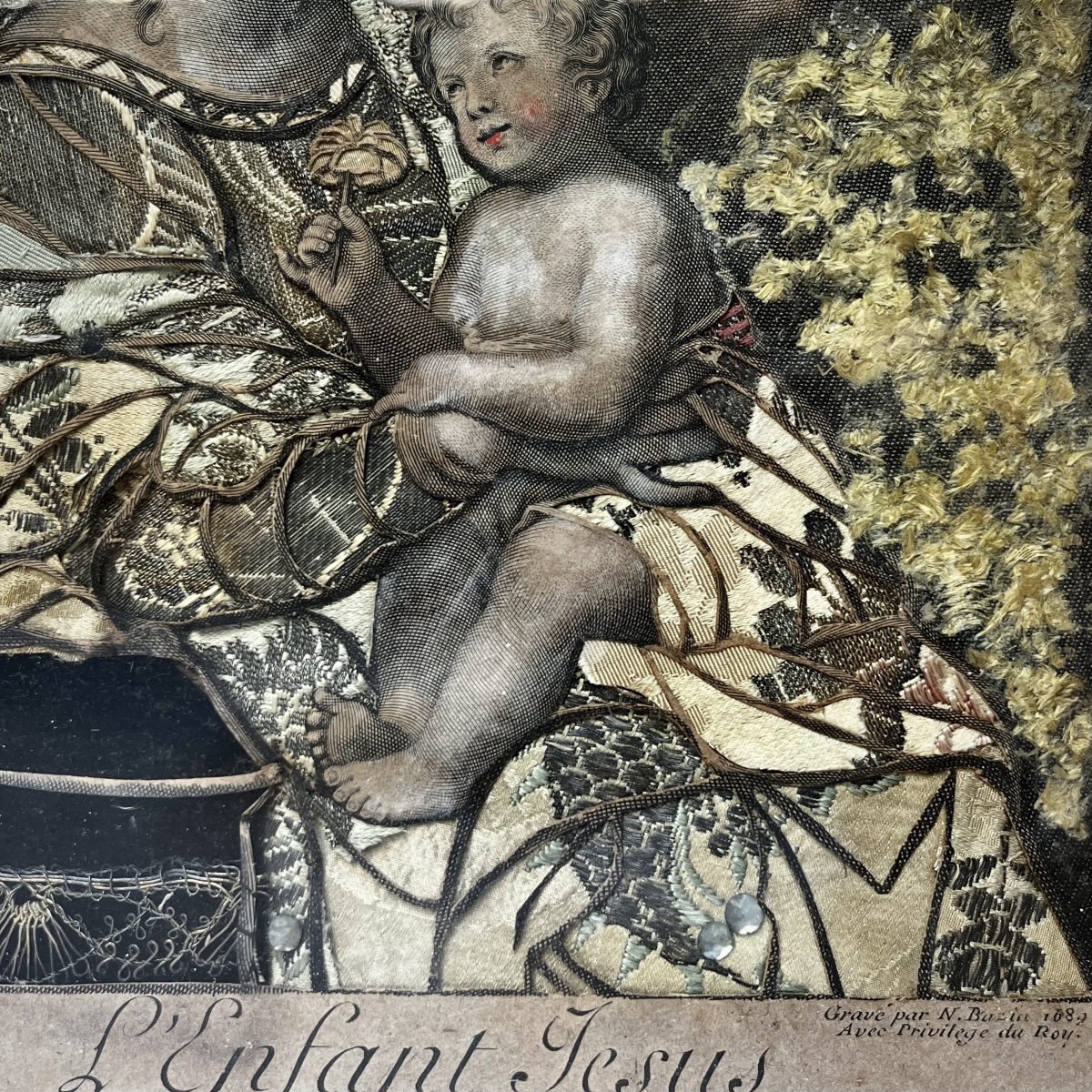 18th-century Mounted Engraving - The Infant Jesus In The Arms Of The Blessed Virgin - 18th Century-photo-4