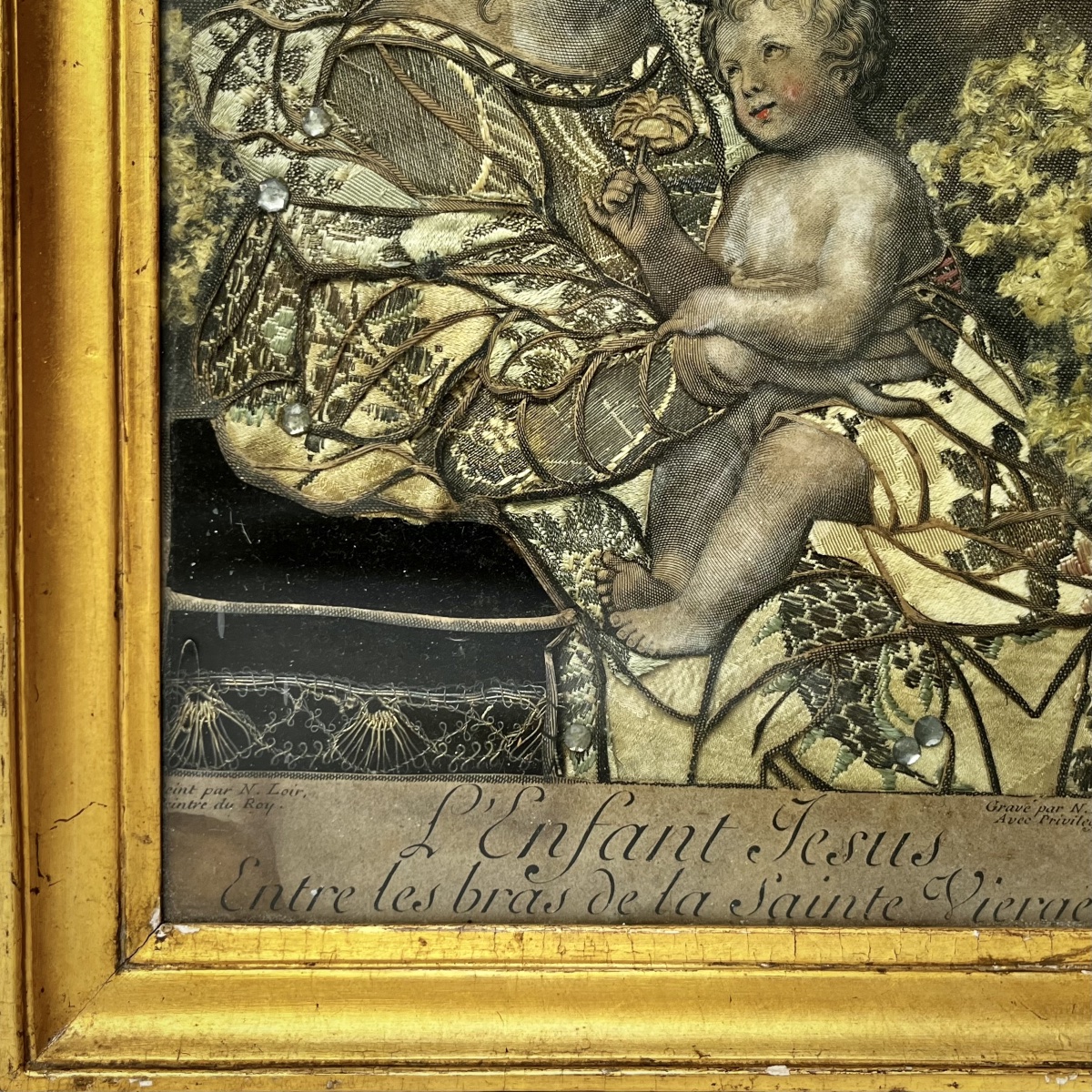 18th-century Mounted Engraving - The Infant Jesus In The Arms Of The Blessed Virgin - 18th Century-photo-4