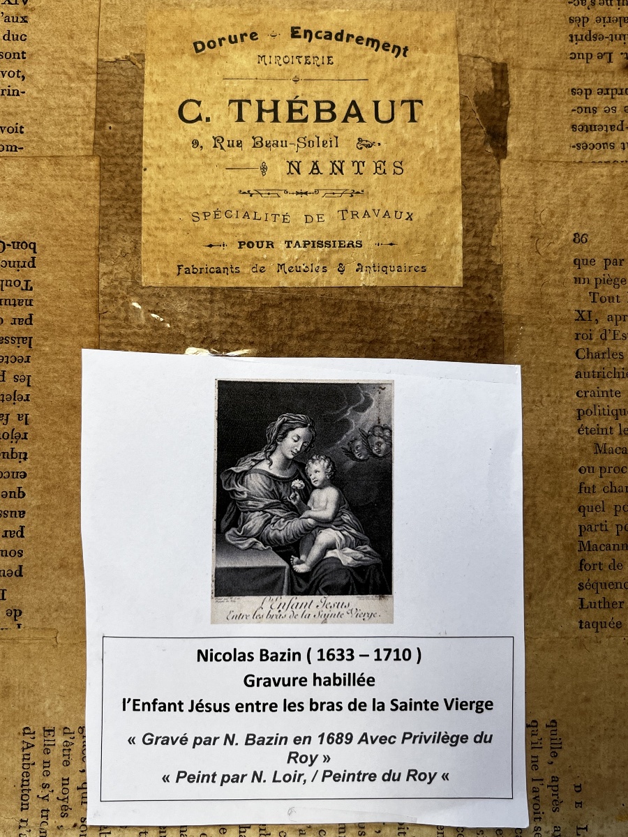 18th-century Mounted Engraving - The Infant Jesus In The Arms Of The Blessed Virgin - 18th Century-photo-6