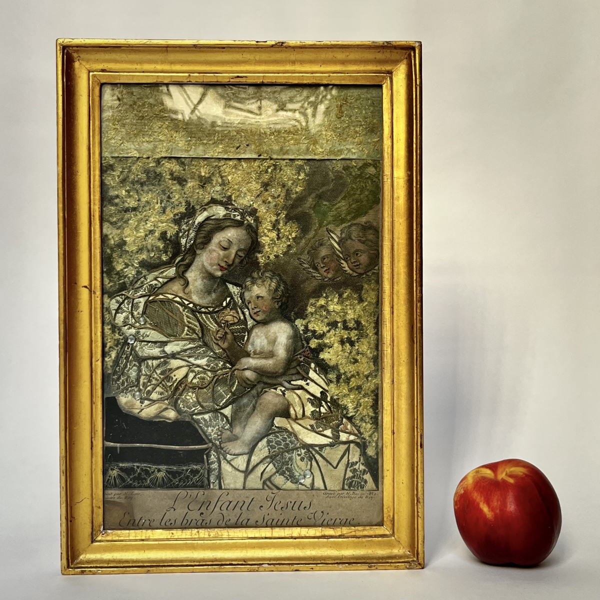 18th-century Mounted Engraving - The Infant Jesus In The Arms Of The Blessed Virgin - 18th Century-photo-7