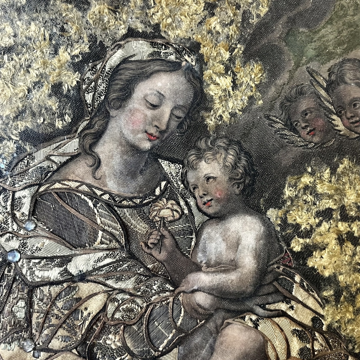 18th-century Mounted Engraving - The Infant Jesus In The Arms Of The Blessed Virgin - 18th Century-photo-8